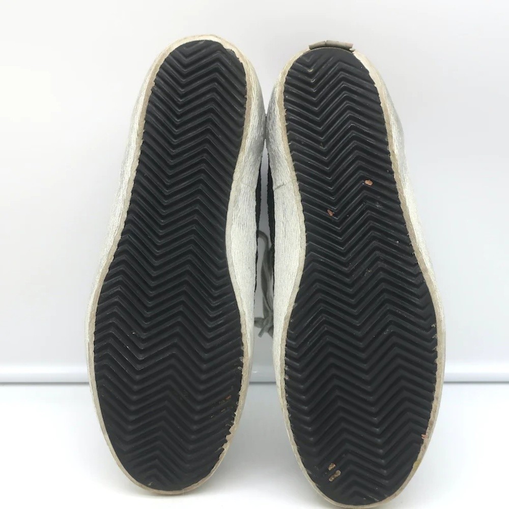 Golden Goose Mid Star Glitter Wing Tip Sneakers Black with Silver Star Size 38 - Picture 11 of 11